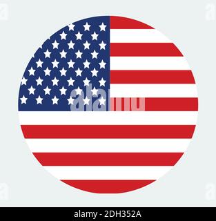 Drapeau américain isolé dans un cercle, drapeau de pays de Noth America. Illustration de Vecteur