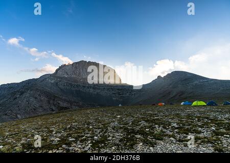 Olympe de montagne en grèce avec des vues majestueuses pendant le coucher du soleil Banque D'Images