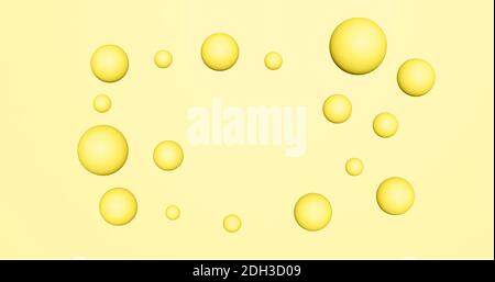 Motif 3D rétro coloré sur fond jaune. Elément de conception. Arrière-plan abstrait. Parlez de la bulle... Couleur du concept de l'année. Banque D'Images