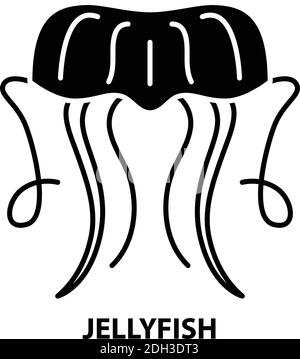 icône jellyfish, signe vectoriel noir avec traits modifiables, illustration de concept Illustration de Vecteur