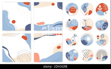 Cartes et fonds de vacances d'hiver pour les médias sociaux. Illustration de Vecteur