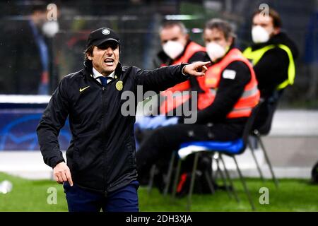 Milan, Italie. 09e décembre 2020. MILAN, ITALIE - 09 décembre 2020 : Antonio Conte, entraîneur en chef du FC Internazionale, réagit lors du match de football du groupe B de la Ligue des champions de l'UEFA entre le FC Internazionale et le FC Shakhtar Donetsk. (Photo de Nicolò Campo/Sipa USA) crédit: SIPA USA/Alay Live News Banque D'Images