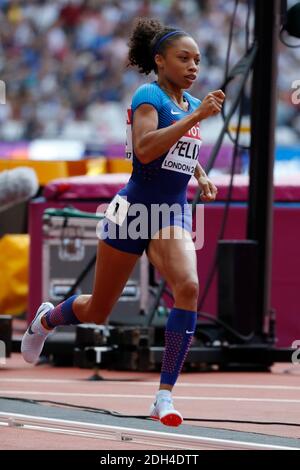 Allyson Felix aux Etats-Unis lors du premier tour des 400 mètres de femmes pendant les Championnats du monde d'athlétisme 2017 de l'IAAF au Stade Olympique, Parc Queen Elisabeth, Londres, Royaume-Uni le 6 août 2017 photo par Henri Szwarc/ABACAPRESS.COM Banque D'Images