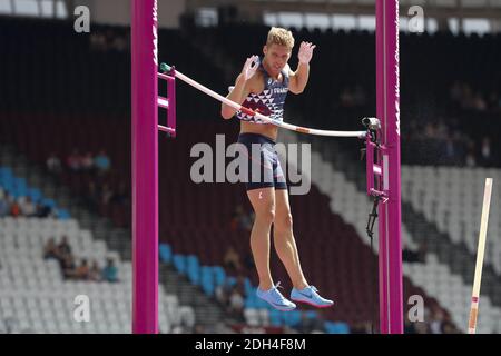 Kevin Mayer en France dans la pole voûte du décathlon des hommes lors des Championnats du monde d'athlétisme 2017 de l'IAAF au Stade Olympique, Parc Queen Elisabeth, Londres, Royaume-Uni le 12 août 2017 photo par Henri Szwarc/ABACAPRESS.COM Banque D'Images