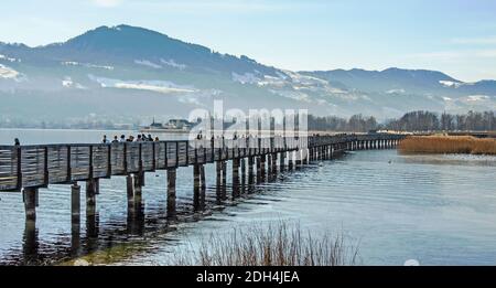 Passerelle piétonne près de Rapperswil, canton de Saint-Gall, Suisse Banque D'Images