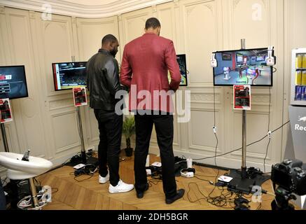 Rudy Gobert basketeur francais en NBA. Lors de la soirée progrès du jeu vidéo NBA 2K18 à Paris, France, le 7 septembre 2017. Photo d'Alain Apaydin/ABACAPRESS.COM Banque D'Images