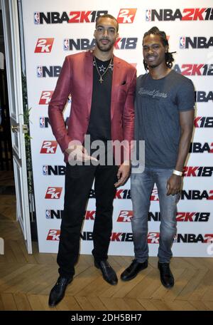 Rudy Gobert basketeur francais en NBA. Lors de la soirée progrès du jeu vidéo NBA 2K18 à Paris, France, le 7 septembre 2017. Photo d'Alain Apaydin/ABACAPRESS.COM Banque D'Images