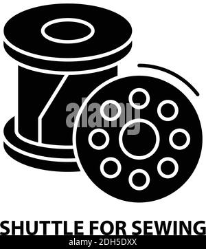 navette pour l'icône de couture, signe vectoriel noir avec traits modifiables, illustration de concept Illustration de Vecteur