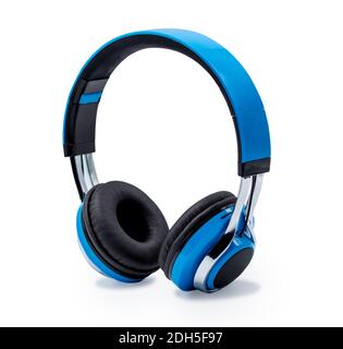 Casque bleu isolé sur fond blanc, avec une ombre Banque D'Images