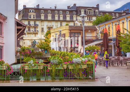 Vue sur Chamonix Mont-blanc, France Banque D'Images