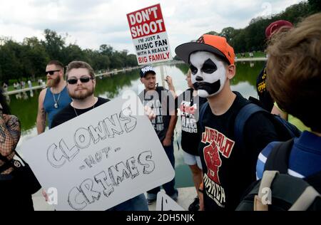 Les Juggalos , fans du groupe de rap-rock l'insane Clown Posse démontrera au National Mall contre le FBI pour les classer comme un gang hybride le 16 septembre 2017 à Washington, DC. Photo par Olivier Douliery/Abaca Banque D'Images