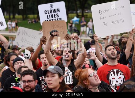 Les Juggalos , fans du groupe de rap-rock l'insane Clown Posse démontrera au National Mall contre le FBI pour les classer comme un gang hybride le 16 septembre 2017 à Washington, DC. Photo par Olivier Douliery/Abaca Banque D'Images