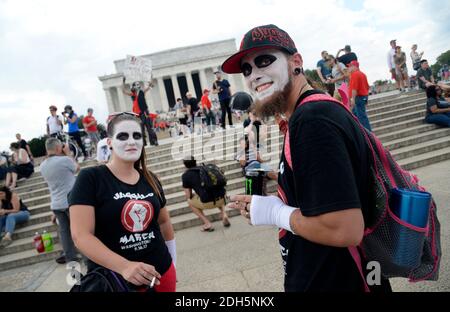 Les Juggalos , fans du groupe de rap-rock l'insane Clown Posse démontrera au National Mall contre le FBI pour les classer comme un gang hybride le 16 septembre 2017 à Washington, DC. Photo par Olivier Douliery/Abaca Banque D'Images