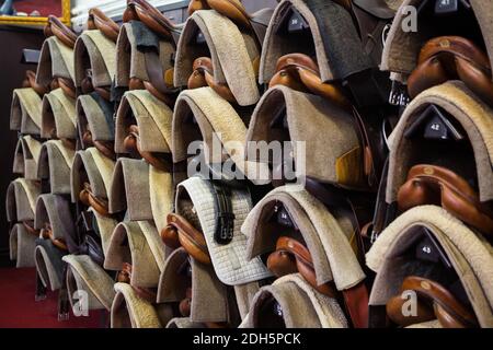 Sellerie près de l'enceinte de cheval - Illustration de l'Ecole militaire dans le cadre des Journées européennes du Patrimoine à Paris, France, le 16 septembre 2017. Photo de David Boyer/ABACAPRESS.COM Banque D'Images