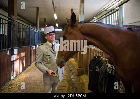 Enceinte de cheval - Illustration de l'Ecole militaire dans le cadre des Journées européennes du Patrimoine à Paris, France, le 16 septembre 2017. Photo de David Boyer/ABACAPRESS.COM Banque D'Images