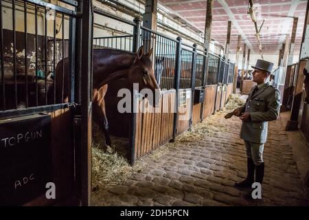 Enceinte de cheval - Illustration de l'Ecole militaire dans le cadre des Journées européennes du Patrimoine à Paris, France, le 16 septembre 2017. Photo de David Boyer/ABACAPRESS.COM Banque D'Images