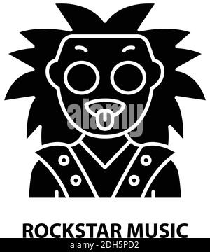 icône de musique rockstar, signe vectoriel noir avec traits modifiables, illustration de concept Illustration de Vecteur