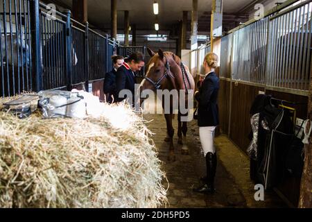 Enceinte de cheval - Illustration de l'Ecole militaire dans le cadre des Journées européennes du Patrimoine à Paris, France, le 16 septembre 2017. Photo de David Boyer/ABACAPRESS.COM Banque D'Images