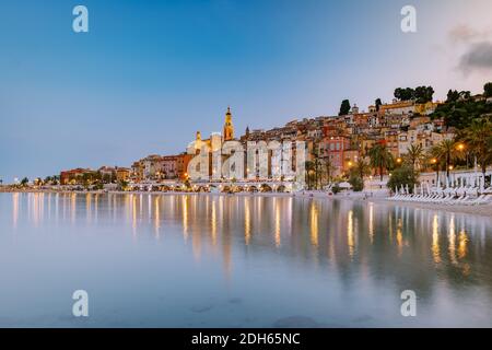 Menton France, Côte d'Azur France, vue sur la partie ancienne de Menton, Provence-Alpes-Côte d'Azur, France Banque D'Images