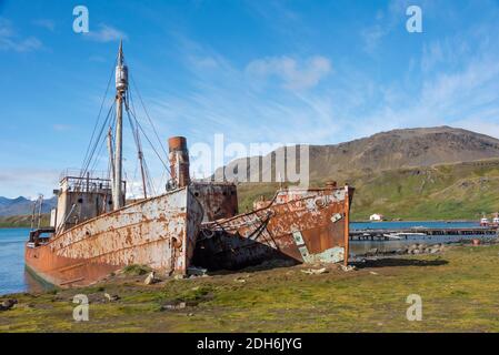 Épave rapprochée, Grytviken, station de chasse à la baleine abandonnée, île de Géorgie du Sud Banque D'Images