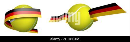 Ballon de tennis de sport en rubans avec couleurs drapeau allemand. Évaluation des athlètes au tennis. Vecteur isolé sur fond blanc Illustration de Vecteur