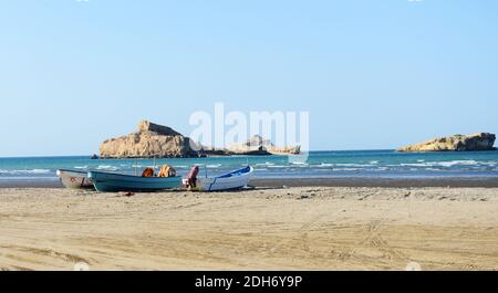 Plage Al Sawadi en Oman. Banque D'Images