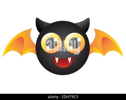 Émoticone chauve-souris de haute qualité souriant. Émotiji de chauve-souris noire isolé sur fond blanc. Bat emoji. Illustration de Vecteur