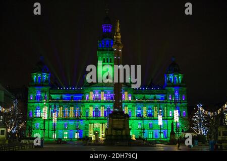 Glasgow, Écosse, Royaume-Uni. 10 décembre 2020. Photo : illuminations de Noël sur George Square pendant la pandémie du coronavirus (COVID19). Crédit : Colin Fisher/Alay Live News Banque D'Images