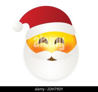 Illustration du vecteur émoticône du Père Noël isolée sur fond blanc. Santa emoji. Vacances d'hiver Emoticon. Santa Clause smiley. Illustration de Vecteur