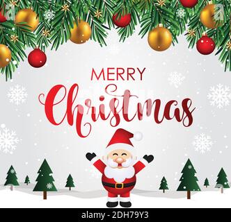 Arrière-plan joyeux Noël. Affiche de Noël. Fond de Noël avec le Père Noël. Vecteur de carte Merry Christmas lettering. Illustration de Vecteur