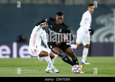 Madrid, Espagne. 9 décembre 2020. Breel Embolo de Monchengladbach en action pendant la Ligue des champions de l'UEFA, match de football du Groupe B entre Real Madrid et Borussia Monchengladbach le 9 décembre 2020 à Ciudad Deportiva Real Madrid à Valdebebas, Madrid, Espagne - photo Oscar J Barroso / Espagne DPPI / DPPI / LM crédit: Paola Benini/Alamy Live News Banque D'Images