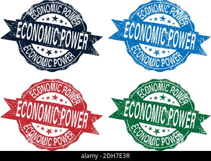 l'étiquette économique de puissance fixe des timbres de couleur sur un fond blanc Illustration de Vecteur