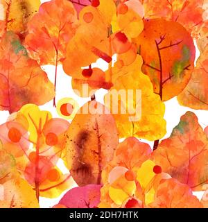 Motif sans couture avec arbres d'automne aquarelle Banque D'Images