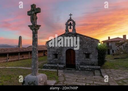 A Guarda, Galice / Espagne - 3 décembre 2020 : vue sur la chapelle Ermida de Santa Trega en Galice Banque D'Images