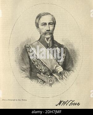 Illustration ancienne de Sir Henry Bartle Edward frère, administrateur colonial britannique. Il a eu une carrière réussie en Inde, en se levant pour devenir gouverneur de Bombay Banque D'Images