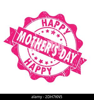 Timbre impression avec l'inscription HAPPY MOTHER's DAY. Ancien timbre vintage usé. Illustration du vecteur de stock. Illustration de Vecteur