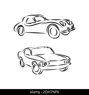 Ensemble de logo de voiture classique, Collection de voitures de muscle rétro et icône de voiture. Illustration de Vecteur