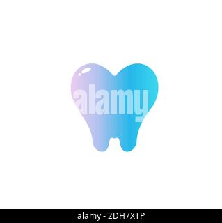 Coeur avec racine de pied-de-poule, dessin animé plat style vecteur de logo concept. Icône isolée de la dentisterie sur fond blanc. Symbole de dentiste pour clinique dentaire et Illustration de Vecteur