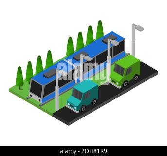 Train isométrique dans l'illustration graphique du vecteur en arrière-plan. Illustration de Vecteur