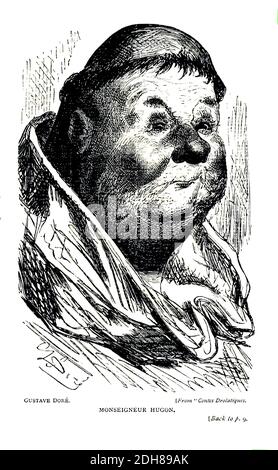 Monseigneur Hugon [Monseigneur Hugon de Sennecterre] de Gustave Dore [Paul Gustave Louis Christophe doré (6 janvier 1832 – 23 janvier 1883) est un artiste français, graveur, illustrateur, dessinateur de BD, caricaturiste et sculpteur qui travaille principalement avec la gravure de bois]. D'après le livre caricaturistes anglais et humoristes graphiques du XIXe siècle : comment ils ont illustré et interprété leur époque par Everitt, Graham, auteur. Publié à Londres en 1886 Banque D'Images