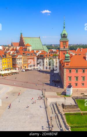 Varsovie, capitale de la Pologne château de la place vue aérienne Banque D'Images