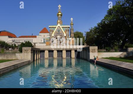 Darmstadt, Allemagne, Eglise orthodoxe russe de Mathildenhöhe, Darmstadt. Banque D'Images