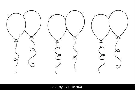 Ballons pour livre de coloriage isolé sur fond blanc illustration vectorielle EPS10 Illustration de Vecteur