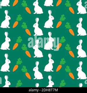 lapins sans couture avec carotte sur fond vert Illustration de Vecteur
