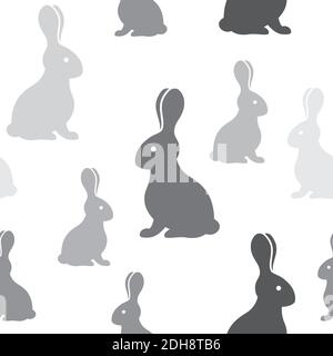 Lapins silhouette sans couture noirs et blancs Illustration de Vecteur