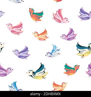 Motif oiseaux volants sans couture sur fond blanc Illustration de Vecteur
