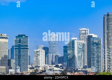 Tel Aviv Skyline Cityscape, Israël Banque D'Images