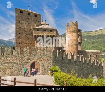 Fenis, Val d'aoste, Italie. Le Château médiéval de Fenis. Documents relatifs au château remontent à 1242. Banque D'Images