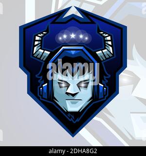 Logo Demon mascotte sport. Logo d'illustration vectorielle de la mascotte du diable. Motif mascotte maléfique, motif Emblem pour l'équipe esports. Illustration vectorielle. Illustration de Vecteur