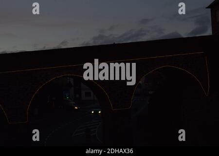 Genovevaburg illuminé pour Noël Banque D'Images